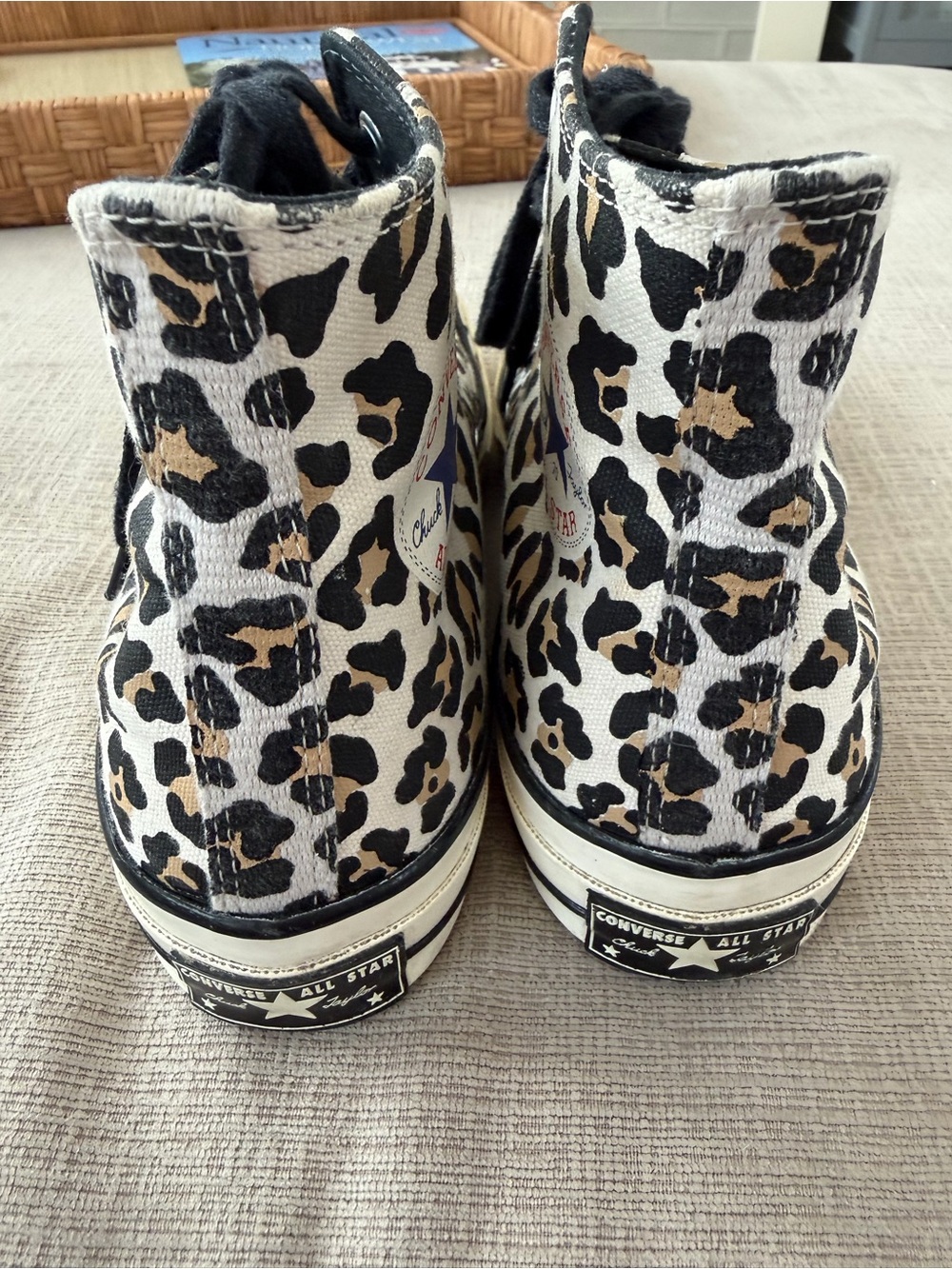 Leopard Print High-Top Converse All Star Sneakers with Black Laces - Picture 3 of 4